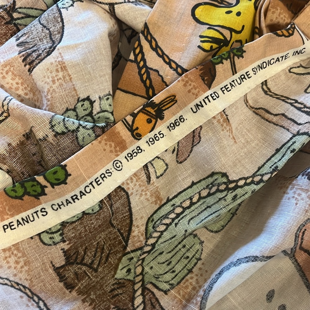 Vintage Sears Snoopy Peanuts Cowboy Round Up Curtains 1966 - Picture 4 of 5